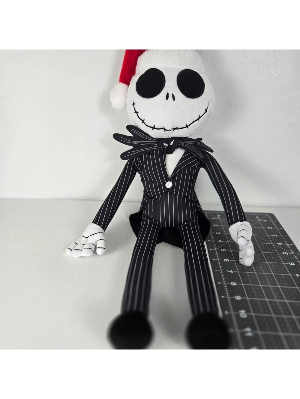 The Nightmare Before Christmas Jack Skellington Plush Doll with Santa Hat Black